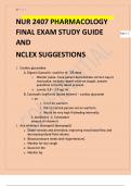 NUR 2407 PHARMACOLOGY FINAL EXAM Pharmacology - Rasmussen STUDY GUIDE AND NCLEX