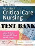CRITICAL CARE NURSING TESTBANK- PRIORITIES IN CRITICAL CARE NURSING 8TH EDITION LINDA, LOUGH UPDATED AND COMPLETE TESTBANK