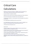 Updated Critical Care Calculations Exam With Answers