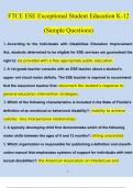 FTCE ESE Exceptional Student Education K-12 (Sample Questions) Updated Questions and Answers (Verified Answers)