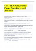 Test bank for 4th TSSA Part A & B Unit 4 Exam Questions and Answers.