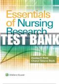 ESSENTIALS OF NURSING RESEARCH – APPRAISING EVIDENCE FOR NURSING PRACTICE 9TH EDITION COMPLETE TESTBANK- A+ SOLUTIONS