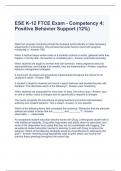 ESE K-12 FTCE Exam - Competency 4 Positive Behavior Support (12%) Questions and Answers