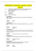 NURS 6512 FINAL EXAM Week 11ADVANCED HEALTH ASSESSMENT with Questions and Answers Graded A+