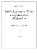 ENG 2003 LITERATURE &lpar; FROM ENLIGHTMENT TO MODERNITY&rpar; COMPLETED QUIZ 2024&period;