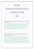 NSG 3007 FOUNDATIONS FOR PROFESSIONAL NURSING COMPLETED EXAM 2024.