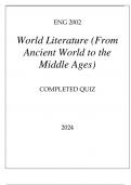 ENG 2002 LITERATURE ( FROM ANCIENT WORLD TO THE MIDDLE AGES) COMPLETED QUIZ 2024