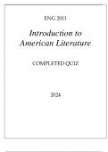 ENG 2011 INTRODUCTION TO AMERICAN LITERATURE COMPLETED QUIZ 2024.