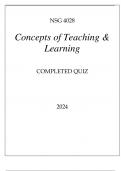 NSG 4028 CONCEPTS OF TEACHING & LEARNING COMPLETED QUIZ 2024