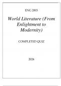 ENG 2003 LITERATURE ( FROM ENLIGHTMENT TO MODERNITY) COMPLETED QUIZ 2024