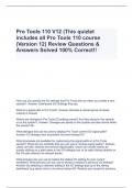 Pro Tools 110 V12 (This quizlet includes all Pro Tools 110 course (Version 12) Review Questions & Answers Solved 100% Correct!!