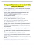 Computer Applications Excel Exam With Complete Answers