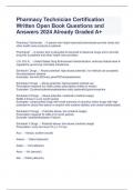 Pharmacy Technician Certification Written Open Book Questions and Answers 2024 Already Graded A+