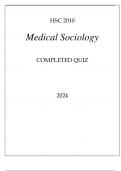 HSC 2010 MEDICAL SOCIOLOGY COMPLETED QUIZ 2024.