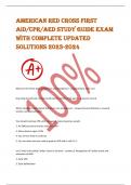 American Red Cross First  Aid/CPR/AED Study Guide Exam  With Complete Updated  Solutions 2023-2024