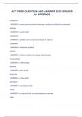ACT PREP QUESTION AND ANSWER 2023 GRADED A&plus; UPGRADE