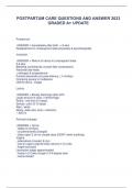 POSTPARTUM CARE QUESTIONS AND ANSWER 2023 GRADED A&plus; UPDATE