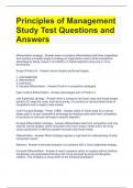 Principles of Management Study Test Questions and Answers 