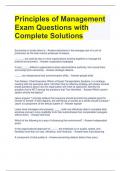 Principles of Management Exam Questions with Complete Solutions 