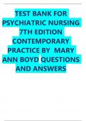 TEST BANK FOR PSYCHIATRIC NURSING 7TH EDITION CONTEMPORARY PRACTICE BY  MARY ANN BOYD QUESTIONS AND ANSWERS