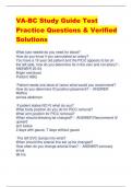 VA-BC Study Guide Test  Practice Questions & Verified  Solutions