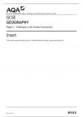 AQA GCSE GEOGRAPHY Paper 2 Challenges in the Human Environment Insert 2023