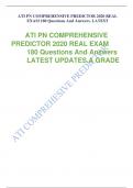 ATI PN COMPREHENSIVE PREDICTOR 2020 REAL EXAM 180 Questions And Answers. LATEST    