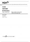 AQA GCSE HISTORY 8145/2A/A Paper 2 Section A/A Britain: Health and the people: c1000 to the present day Mark scheme June 2023 ACTUAL PAPER
