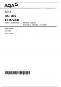 AQA GCSE HISTORY 8145/2B/B Paper 2 Section B/B Medieval England: the reign of Edward I, 1272–1307 Mark scheme June 2023 Version: 1.0 Final ACTUAL PAPER