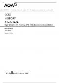 AQA GCSE HISTORY 8145&sol;1A&sol;A Paper 1 Section A&sol;A America&comma; 1840&ndash;1895&colon; Expansion and consolidation Mark scheme June 2023 Version&colon; 1&period;0 Final ACUAL PAPER