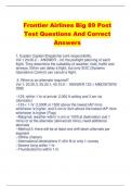 Frontier Airlines Big 89 Post  Test Questions And Correct  Answers