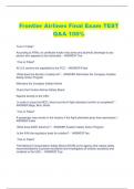 Frontier Airlines Final Exam TEST  Q&A 100%