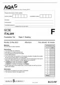 AQA GCSE ITALIAN Foundation Tier Paper 3 Reading QP2023 ACTUAL PAPER