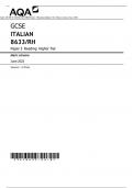 AQA GCSE ITALIAN 8633/RH Paper 3 Reading Higher Tier Mark scheme June 2023 Version: 1.0 Final ACTUAL PAPER