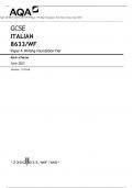 AQA GCSE ITALIAN 8633/WF Paper 4 Writing Foundation Tier Mark scheme June 2023 Version: 1.0 Final ACTUAL PAPER