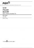 AQA GCSE ITALIAN 8633/RF Paper 3 Reading Foundation Tier Mark scheme June 2023 Version: 1.0 Final ACTUAL PAPER