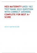 HESI MATERNITY (HESI 1&2 TEST BANK 2022 QUESTION WITH CORRECT ANSWER) COMPLETE FOR BEST A+ SC0RE