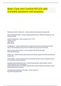 Basic Care and Comfort NCLEX with complete questions and answers&period;