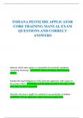 INDIANA PESTICIDE APPLICATOR  CORE TRAINING MANUAL EXAM  QUESTIONS AND CORRECT  ANSWERS