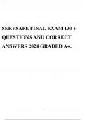 SERVSAFE FINAL EXAM 130 + QUESTIONS AND CORRECT ANSWERS 2024 GRADED A+.