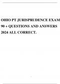 OHIO PT JURISPRUDENCE EXAM 90 + QUESTIONS AND ANSWERS 2024 ALL CORRECT.