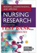 NURSING RESEARCH TESTBANK- READING &comma; UNDERSTANDING AND APPLYING NURSING RESEARCH TESTBANK- NEWEST COMPLETE VERSION