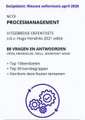 Tentamen NCOI Procesmanagement - ge&uuml;pdatet 2026&colon; 88 nieuwe vragen &plus; leerdoelen &plus; kernbegrippen
