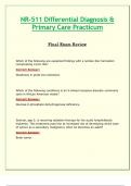 NR511 &sol; NR 511 Final Exam Review &lpar;Latest 2024 &sol; 2025&rpar;&colon; Differential Diagnosis & Primary Care Practicum - Chamberlain