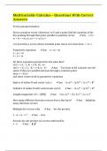 Multivariable Calculus – Questions With Correct Answers 