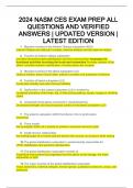 2024 NASM CES EXAM PREP ALL QUESTIONS AND VERIFIED ANSWERS | UPDATED VERSION | LATEST EDITION