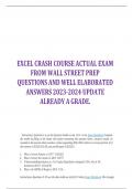 EXCEL CRASH COURSE ACTUAL EXAM FROM WALL STREET PREP QUESTIONS AND WELL ELABORATED ANSWERS 2023-2024 UPDATE ALREADY A GRADE.