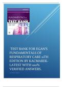 Egan’s Fundamentals of Respiratory Care 11th Edition Kacmarek Test Bank ,All Chapters