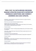 WGU C207 OA DATA-DRIVEN DECISION MAKING UPDATED EXAM WITH EXPERTISE  FEEDBACK QUESTIONS AND CORRECT  ANSWERS 2023-2024 UPDATE.