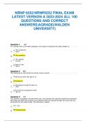 NRNP 6552&sol;NRNP6552 FINAL EXAM LATEST VERSION A 2023-2024 ALL 100 QUESTIONS AND CORRECT ANSWERS&vert;AGRADE&lpar;WALDEN UNIVERSITY&rpar;